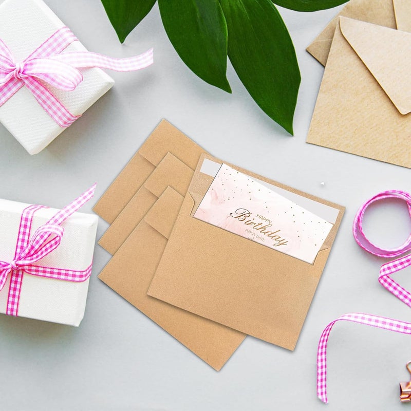 JOOLOKT 50Packs A4 Kraft Envelopes 4x 6 Inch Card Envelopes,Self Seal for Weddings, Greeting Cards，Mailing， Invitations, Photos, Postcards - Image 3